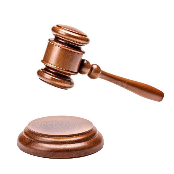 a wooden judge's gave on a white background