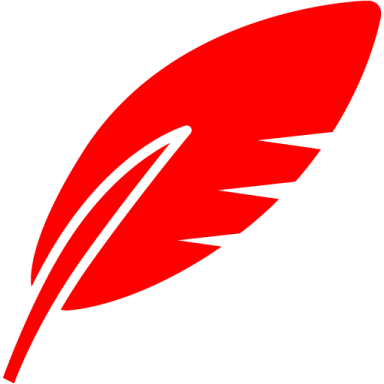 a red feather on a white background