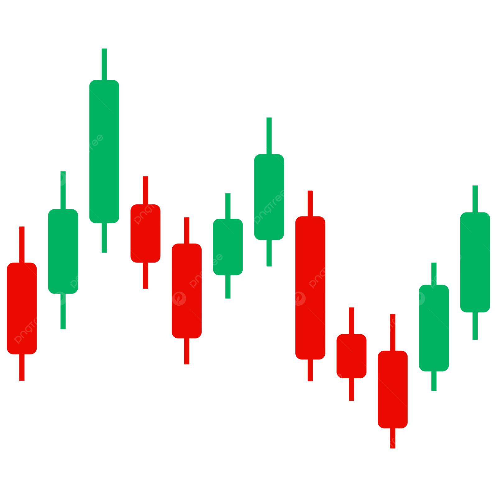 a green and red candles pattern on a white background