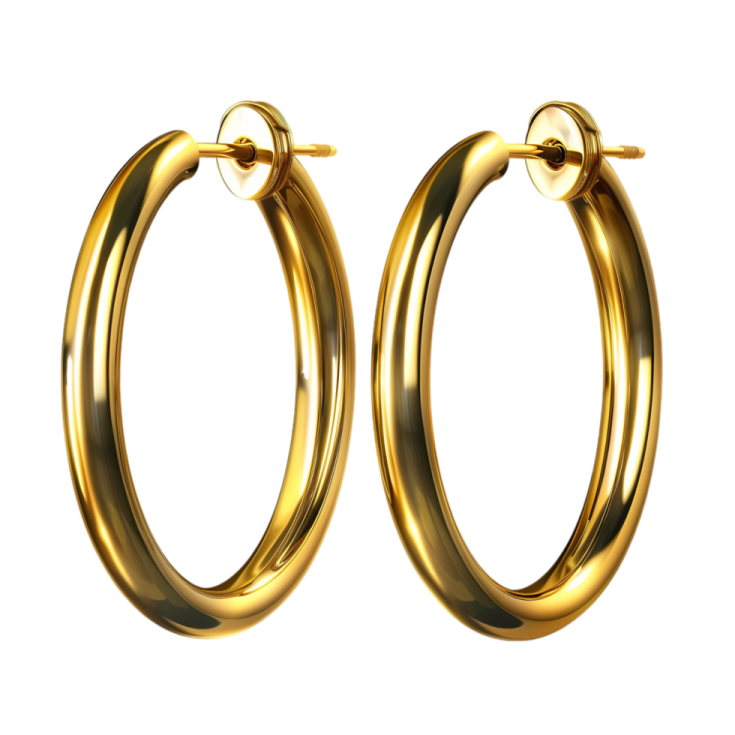 a pair of gold hoop earrings