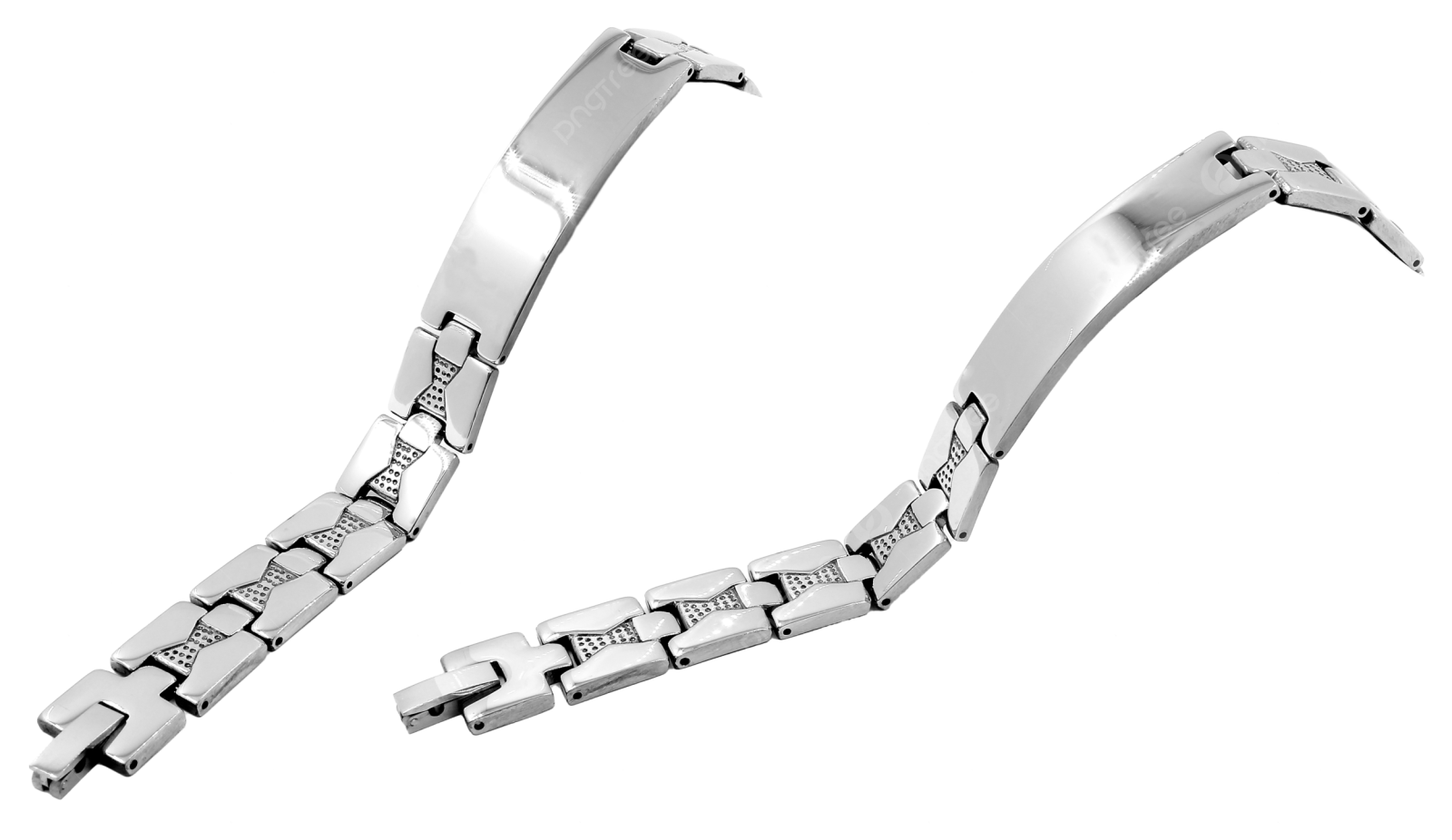 a pair of stainless bracelets