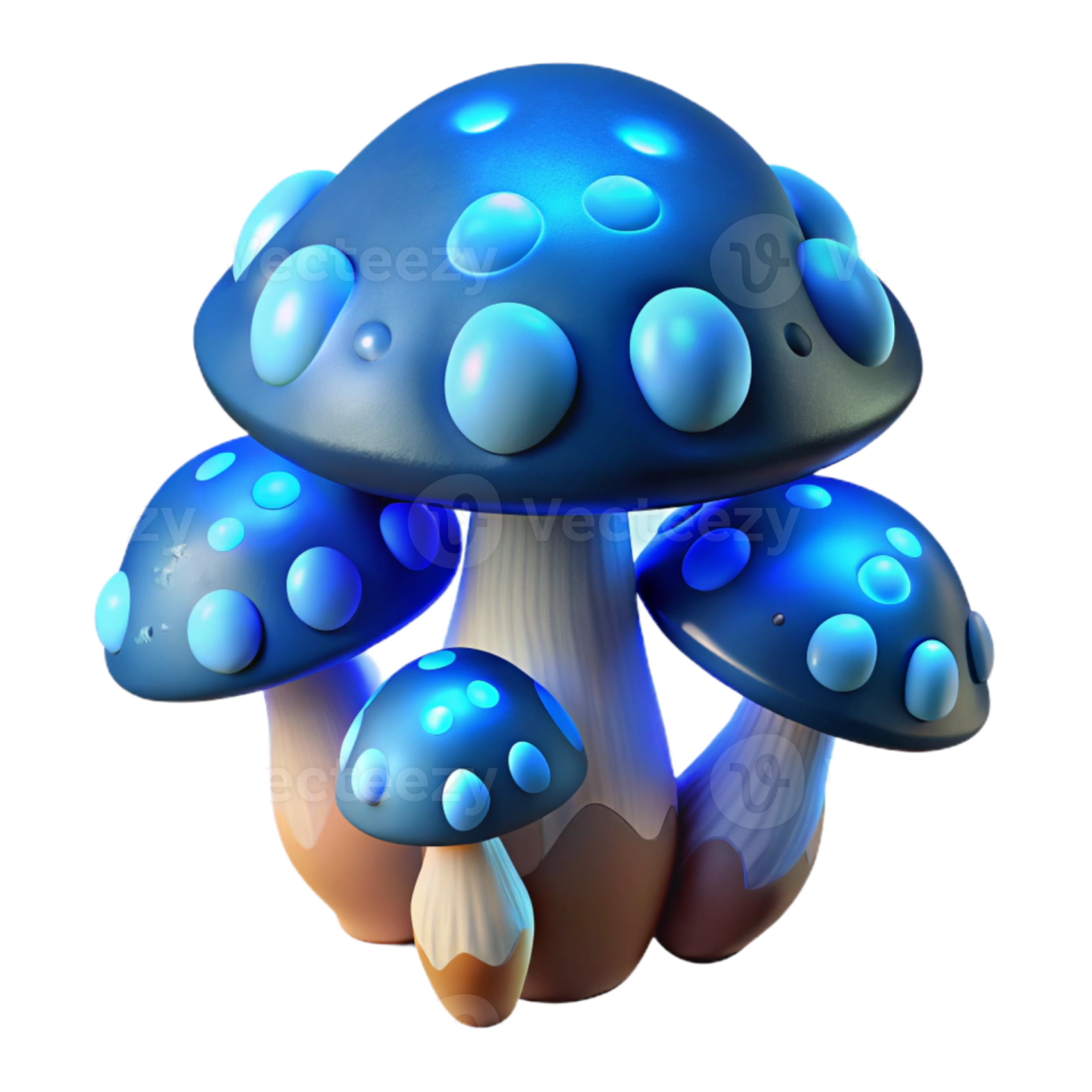 a blue mushroom on a white background