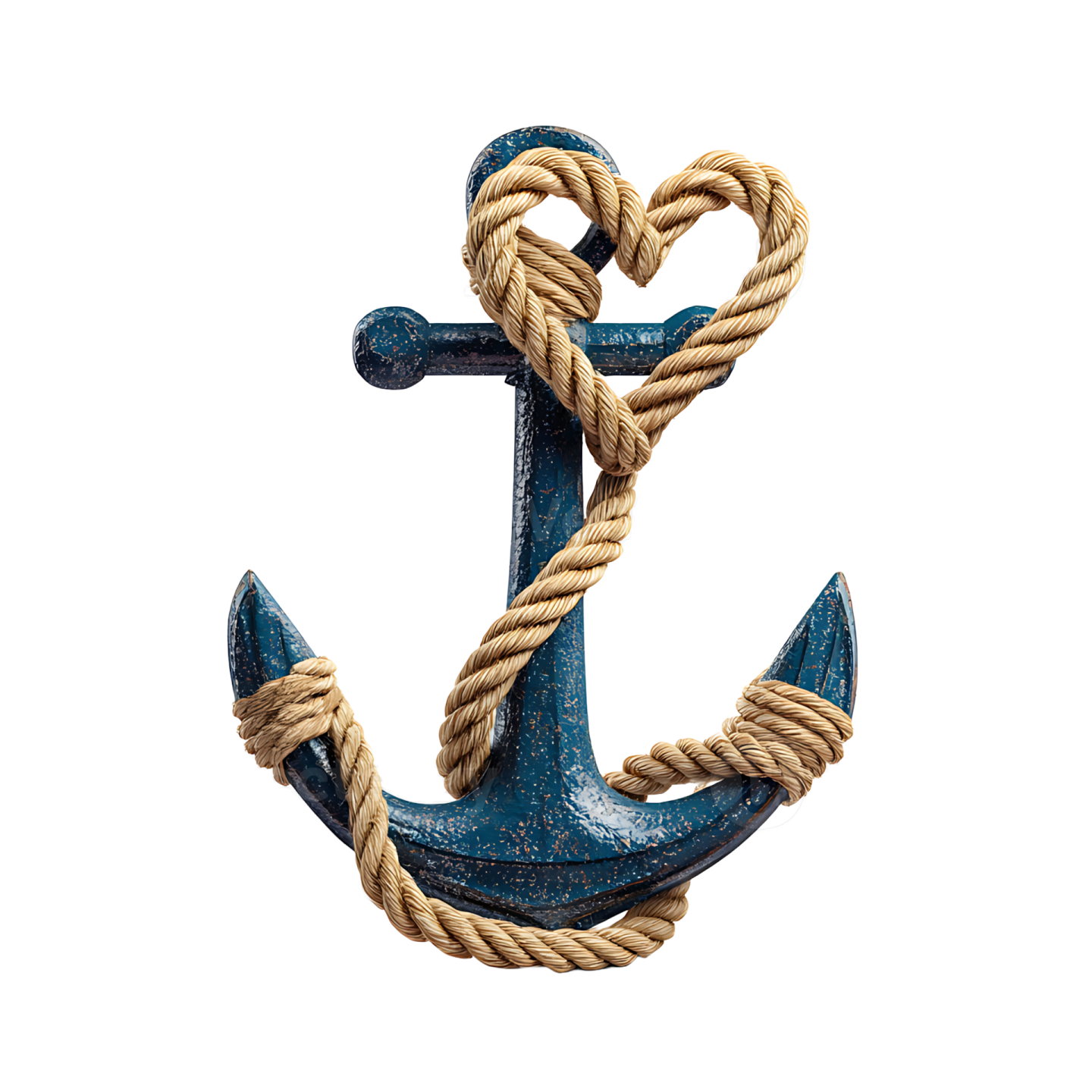 an anchor with rope on a white background