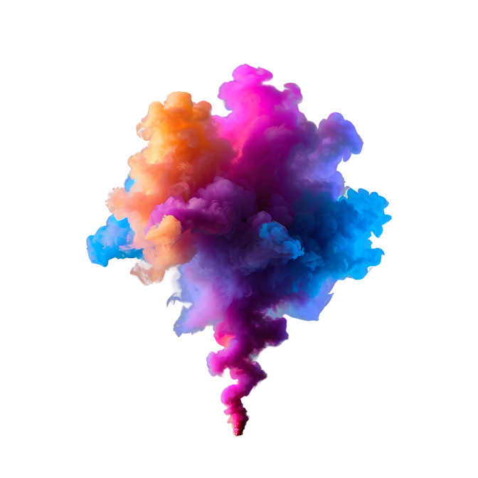 colorful smoke cloud isolated on white background