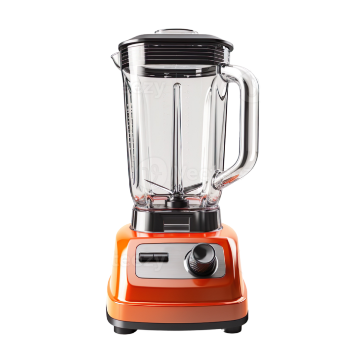 an orange blender on a white background