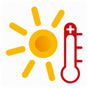 a thermometer with a sun behind it