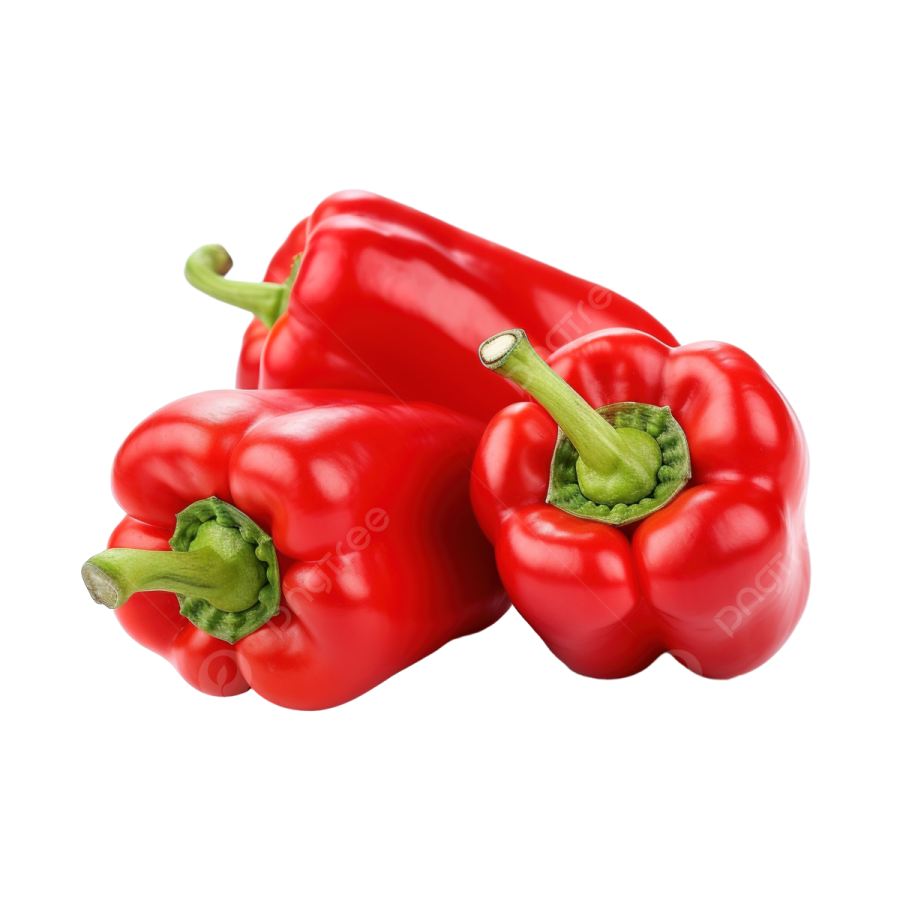 three red peppers on a white background