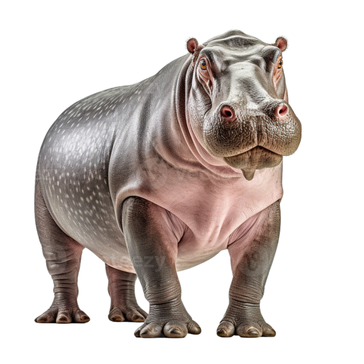 a hippo is standing and looking at the camera
