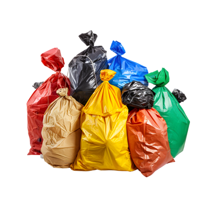 a pile of garbage bags