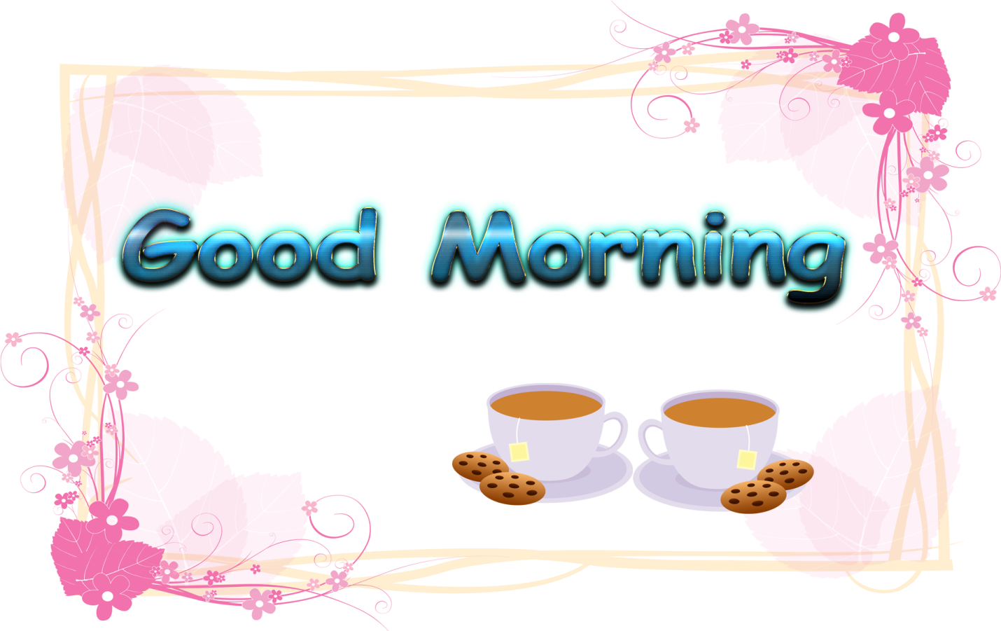 a picture of two cups of coffee with the words good morning