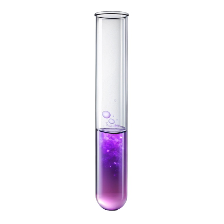 a glass beak with purple liquid in it