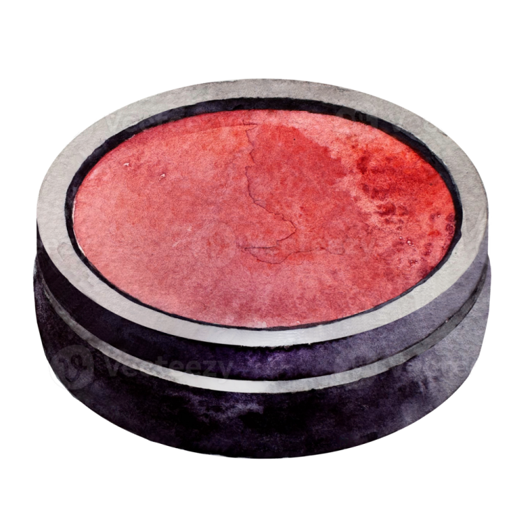 a watercolor painting of a red and black circle