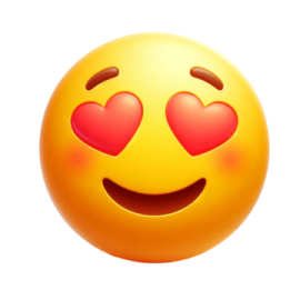 a smiley face with hearts in the eyes
