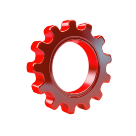 a red gear wheel on white background