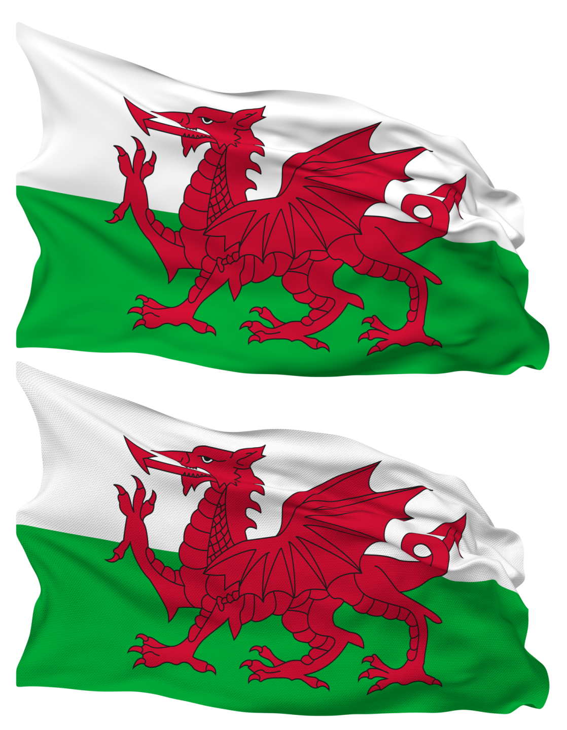 two flags with the flag of wales