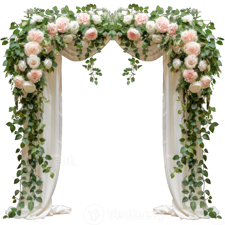 a wedding arch decorated with flowers and greene