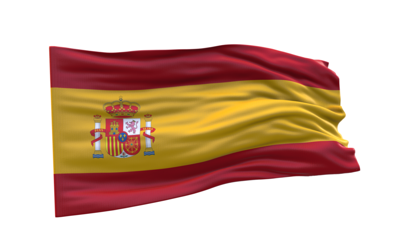 the flag of spain waving in the wind