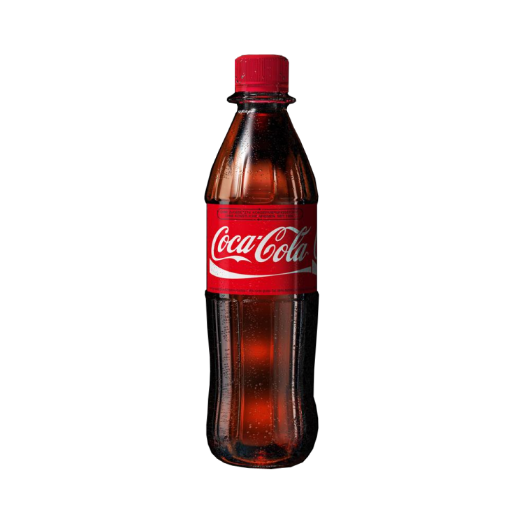 a bottle of coca on a white background