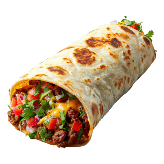 a burritoa filled with meat and vegetables