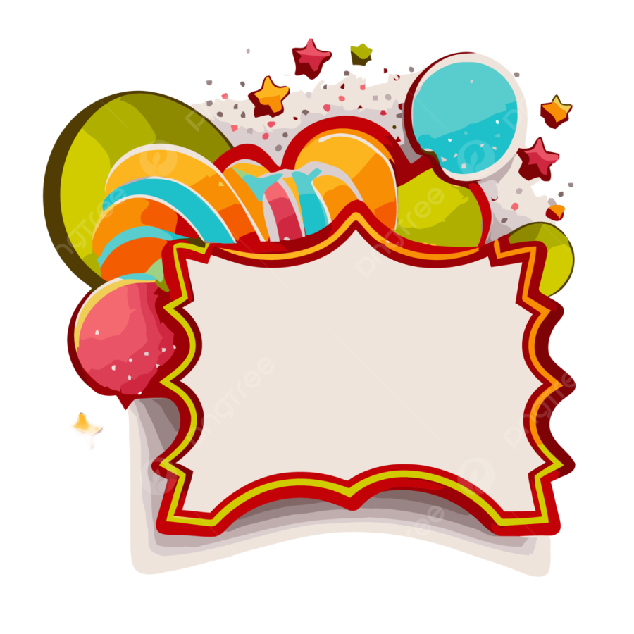 a blank sign with balloons and stars