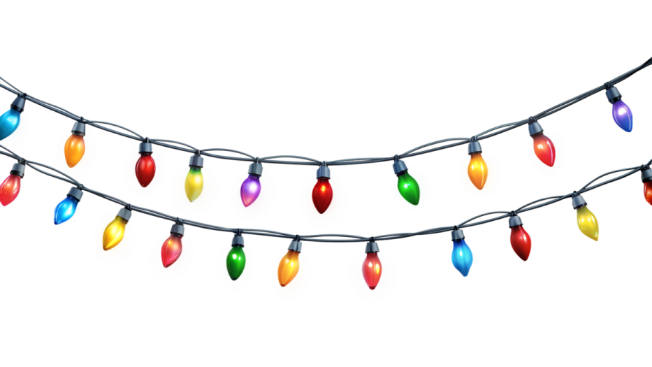 christmas lights on a white background