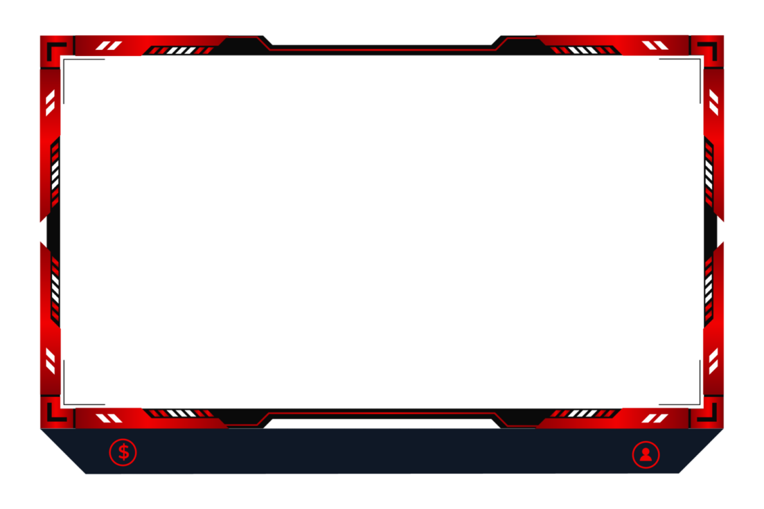 a red and black frame with arrows on it