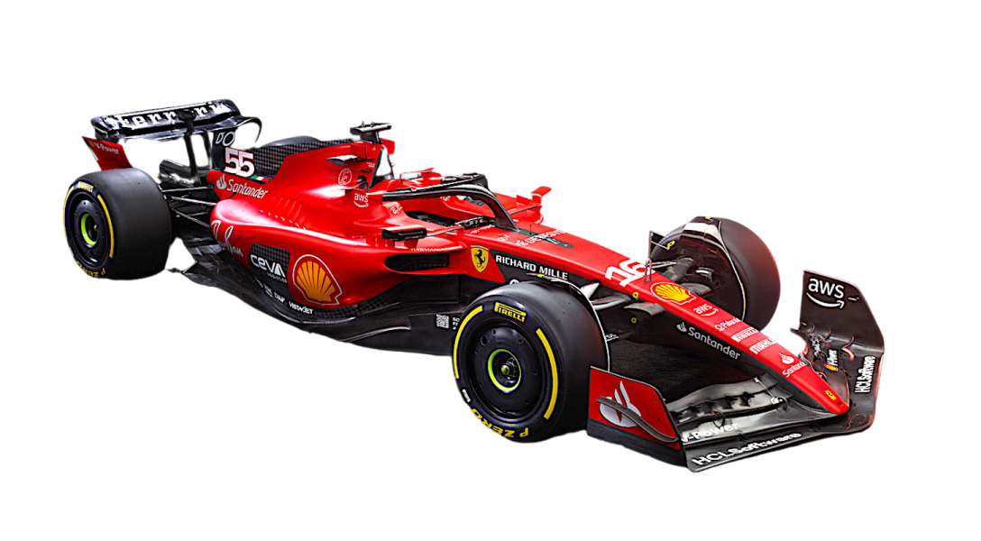 a red race car on a white background