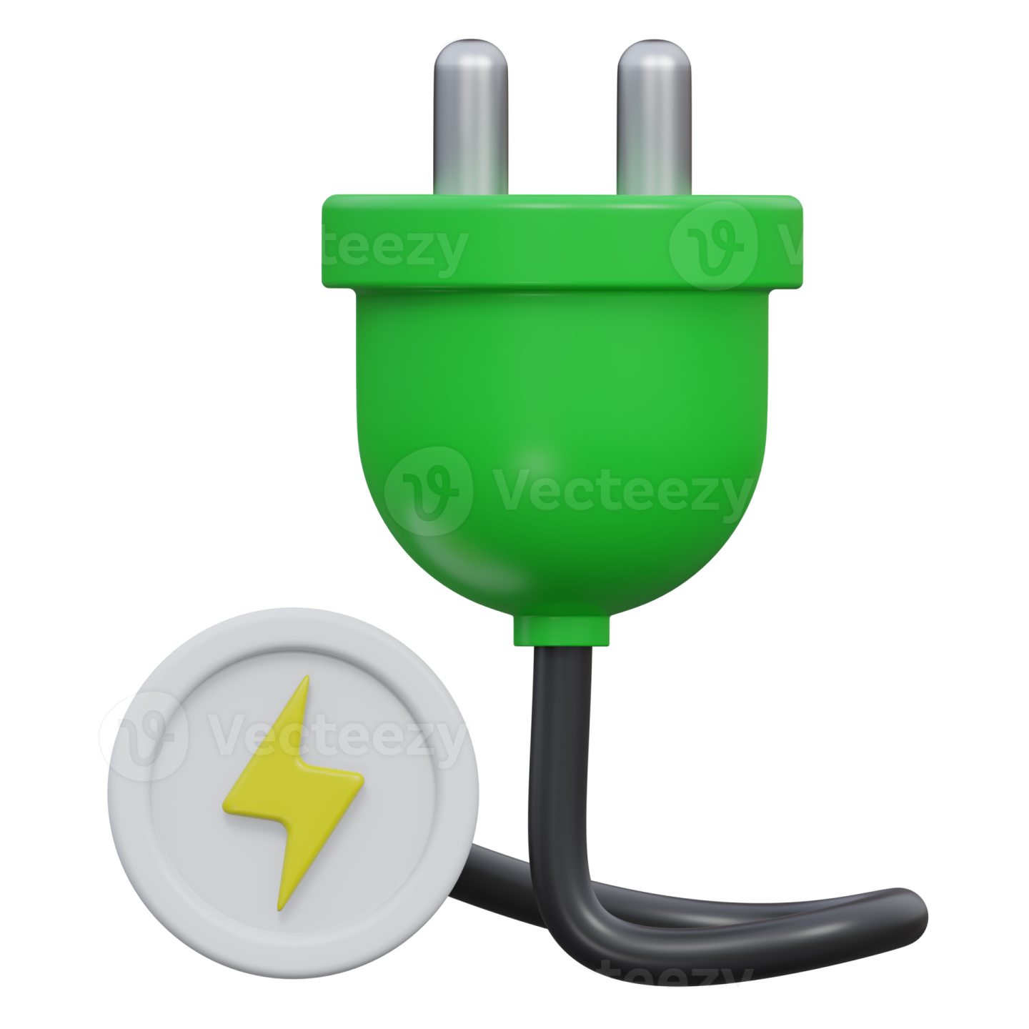 a green plug with a yellow lightning symbol on it