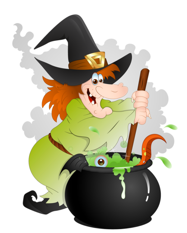 a cartoon witch with a broom in her hand
