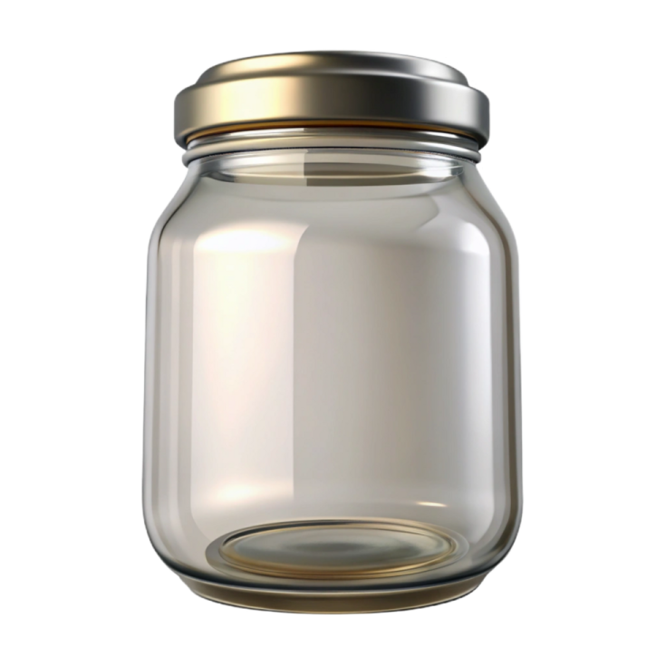 a glass jar with a metal lid