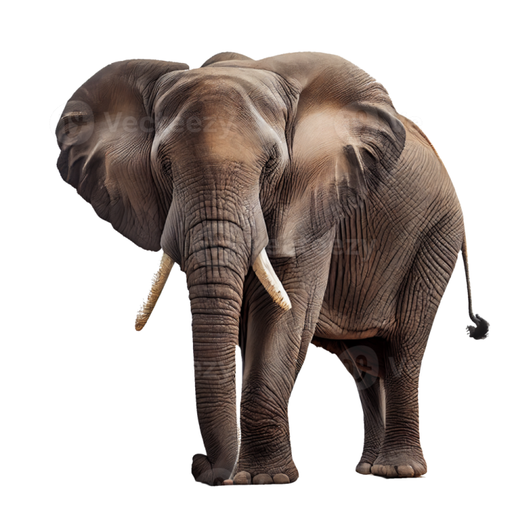 an elephant standing in front of a white background