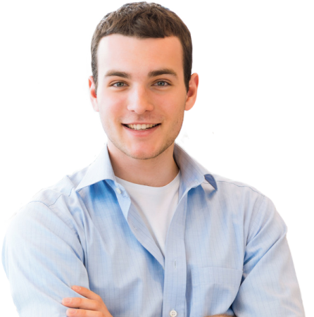 a man in a blue shirt with his arms crossed