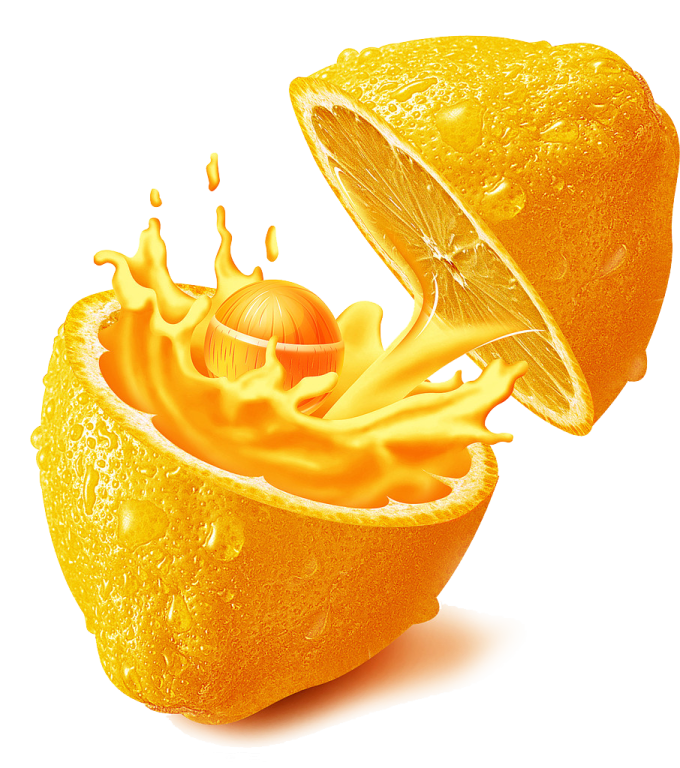 an orange juice splash