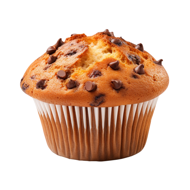 a muffin with chocolate chips on top