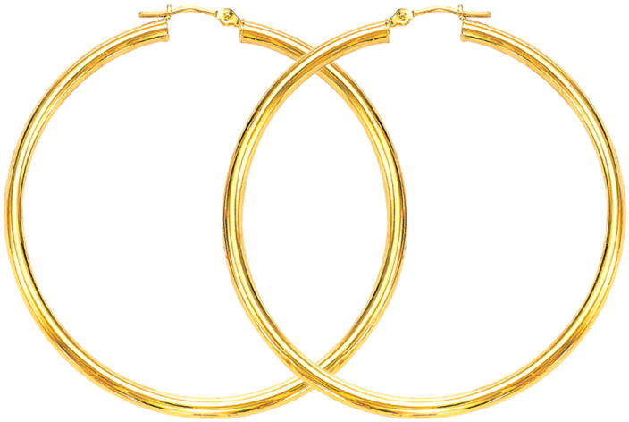 a pair of gold hoop earrings