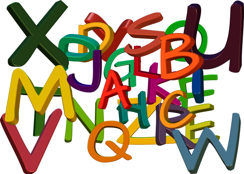 a group of colorful alphabets with the letters x and y