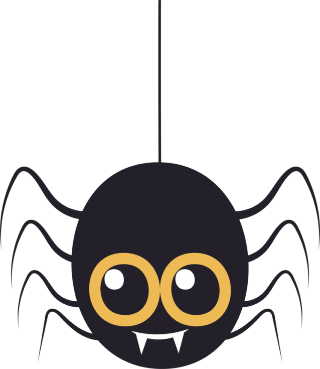 a black and yellow spider hanging from the ceiling