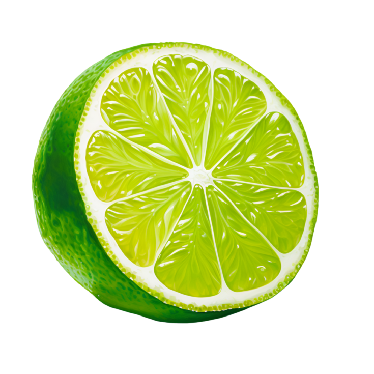 a slice of lime on a white background