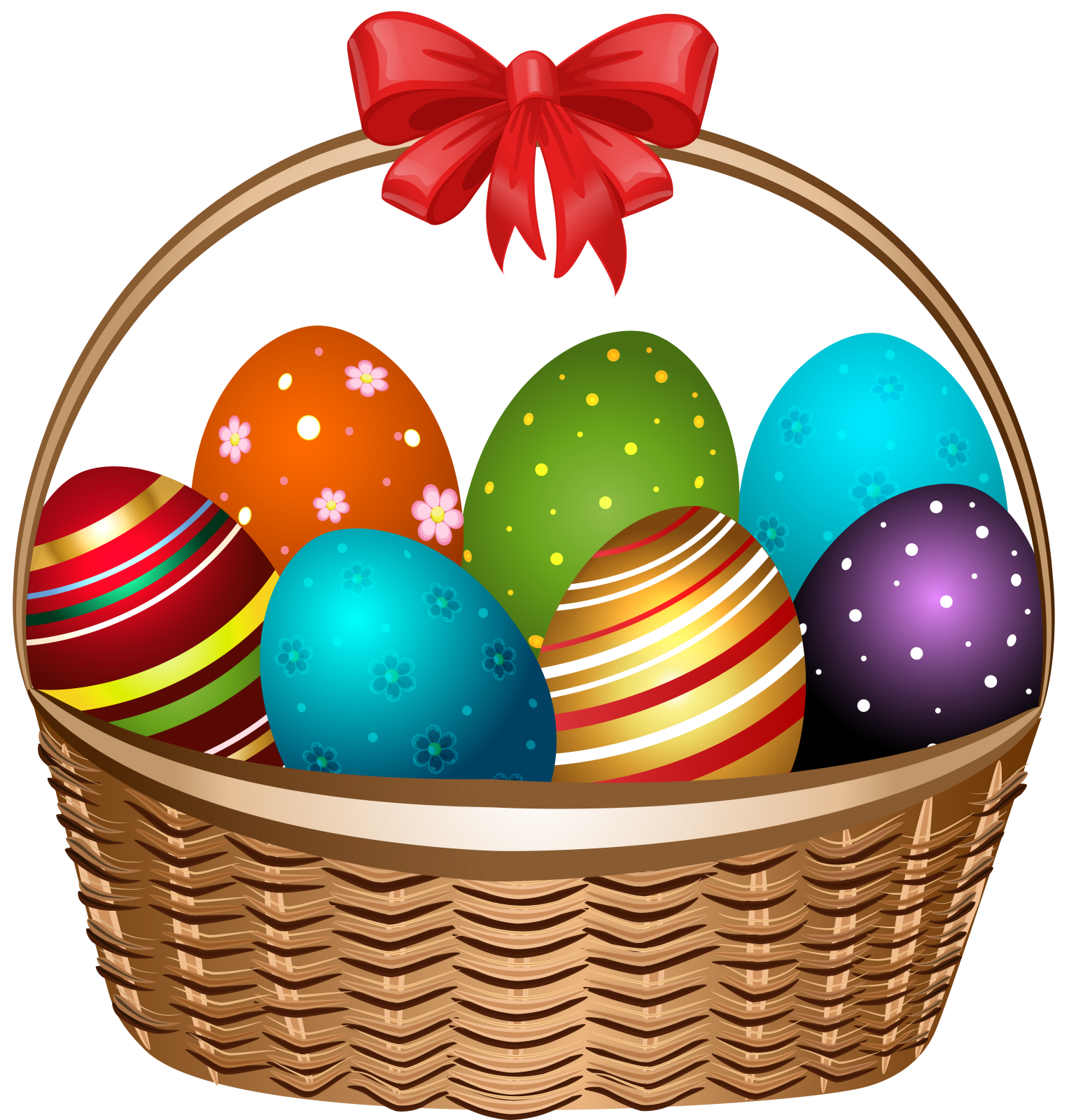 a basket filled with colorful easter eggs