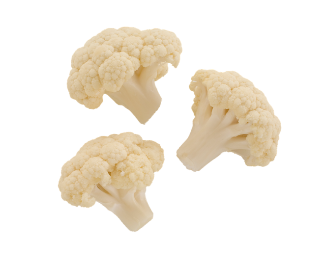 three pieces of caulia on a white background