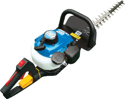 a blue and black hedge hedger with a white background