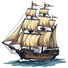 an old sailing ship with sails