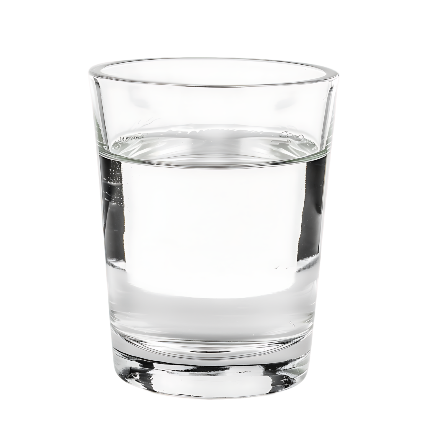 a glass of water on a white background