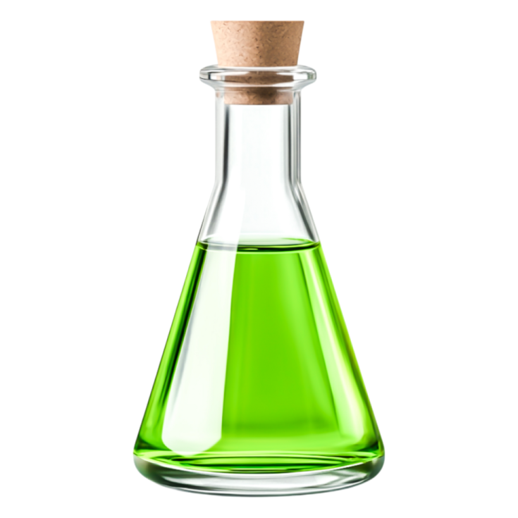 a bottle filled with green liquid