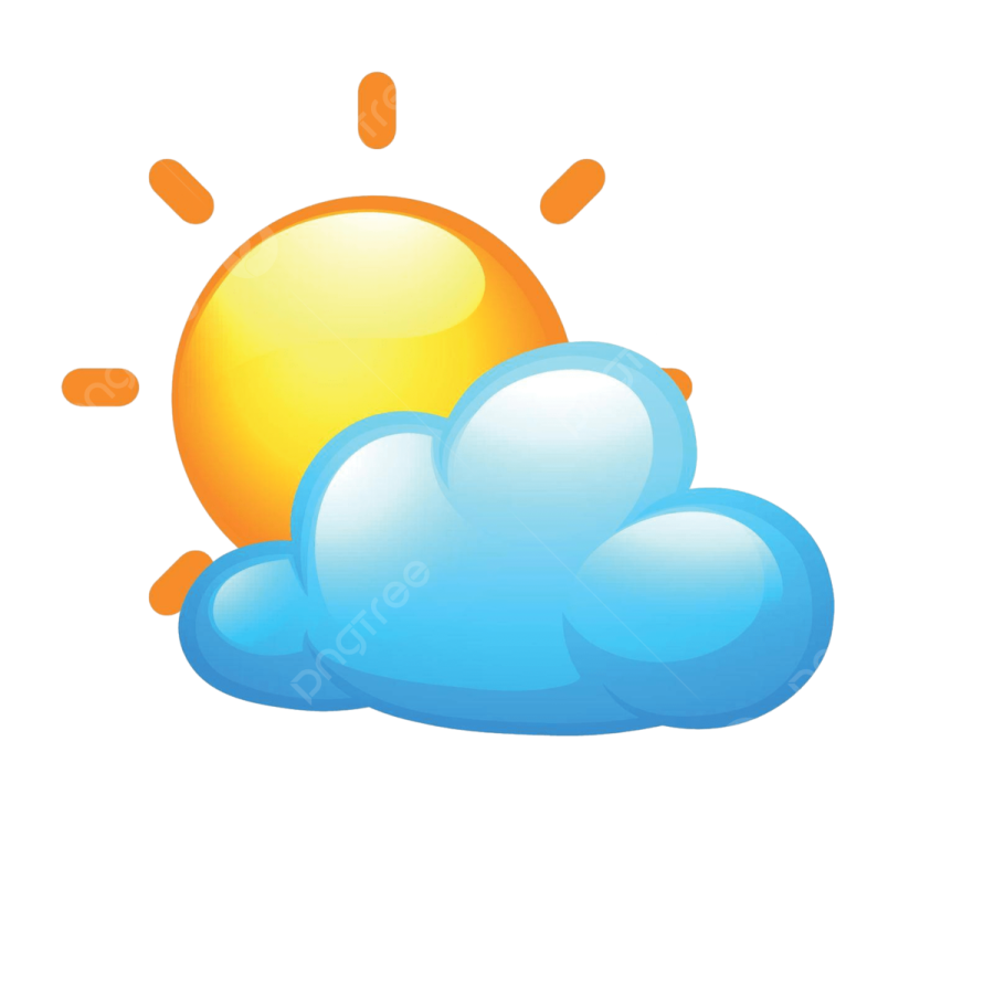 a weather icon with the sun and clouds