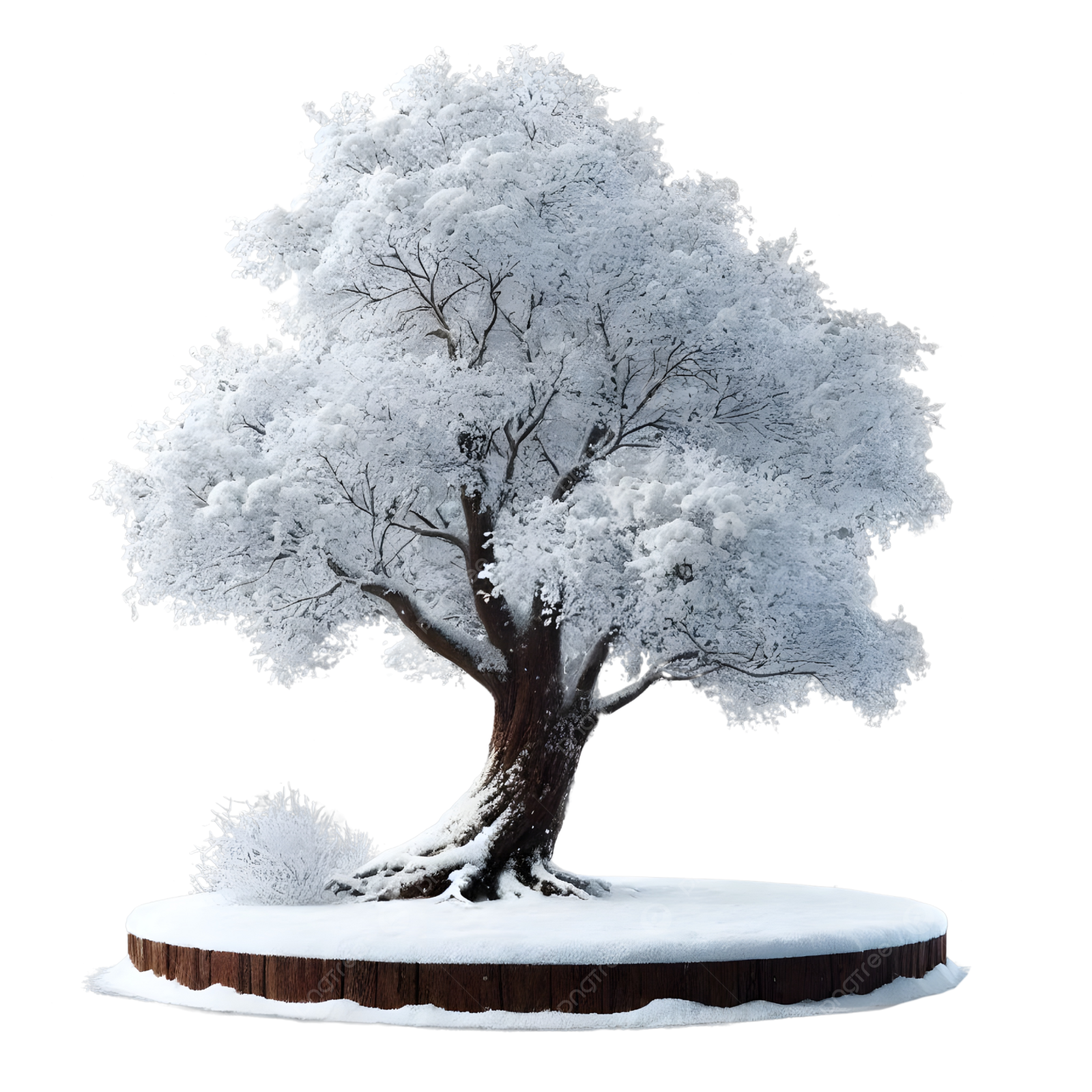 a white tree with snow on it
