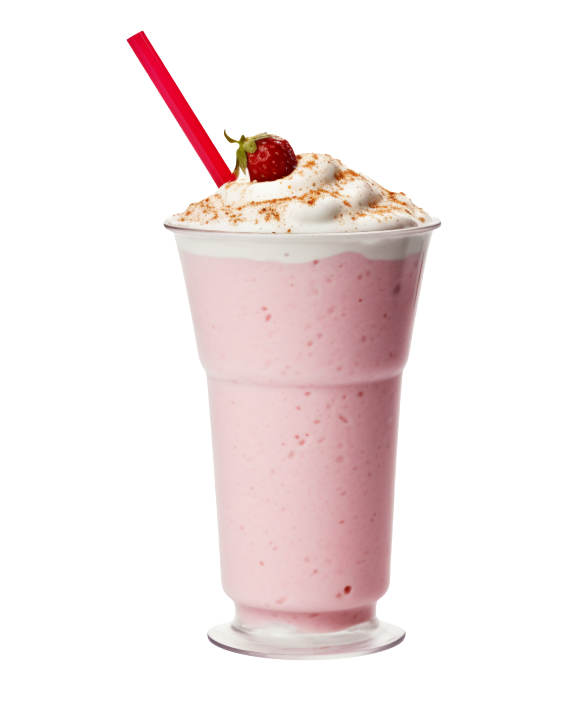 a pink drink with whipped cream and a strawberry on top