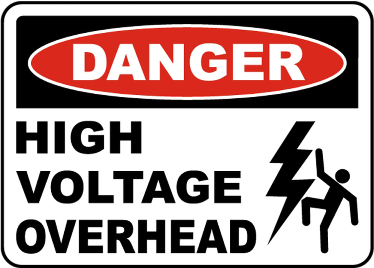 danger sign - high voltage overhead