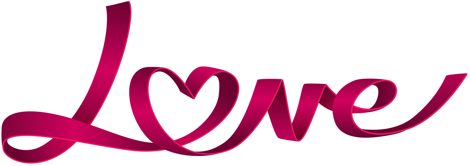 the word love with a pink ribbon around it