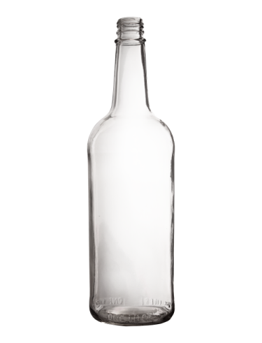 an empty glass bottle on a white background